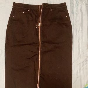 Black denim skirt